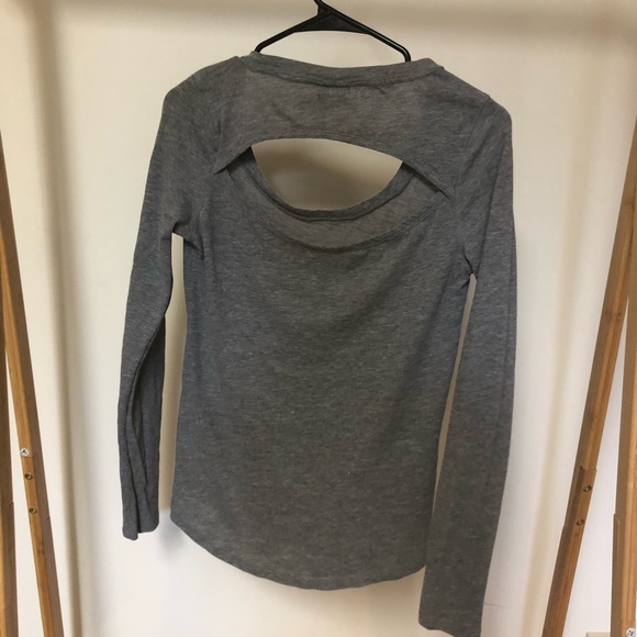 VS PINK Grey Cutout Back Long Sleeve - Picture 2 of 3